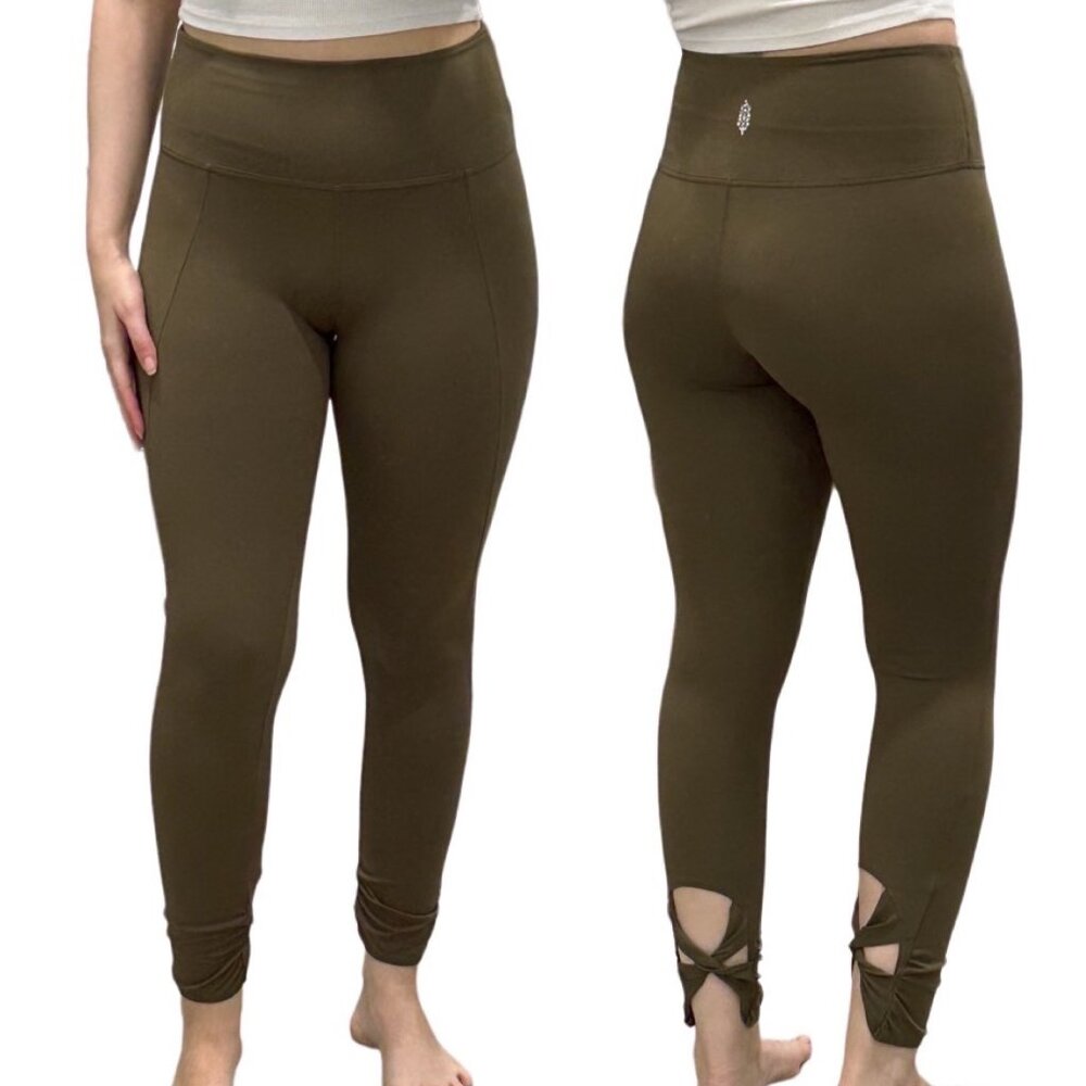 Free People Movement 7/8 Length Gemini Leggings in Army Green Women’s Size M